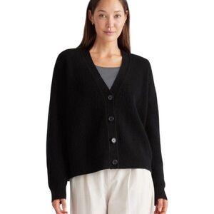Quince Mongolian Cropped Cashmere Oversized Boyfriend Cardigan Sweater XS